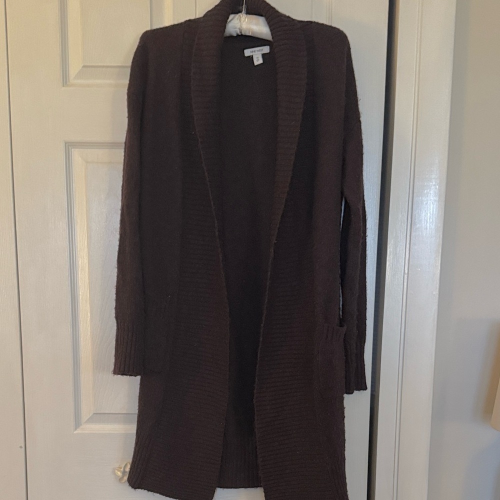 Nine West Dark purple, Long Open Front Cardigan